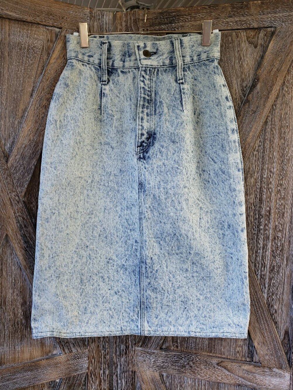 Vtg 80s Rumble Seats Jean Skirt XS Waist 24 Stonewashed Blue Made In USA Grunge